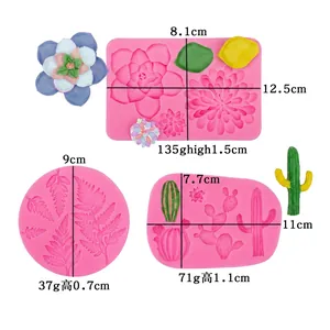 Moules en silicone rose pour succulentes et cactus pour décoration gâteaux DIY
