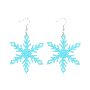 Glitzernde hellblaue Schneeflocken-Ohrhänger für Weihnachtsfeiern und Modeschmuck