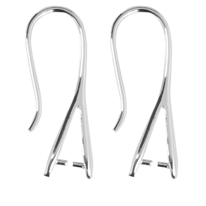 Minimalist silver copper ear hooks with V-shaped design and bottom loops for jewelry making