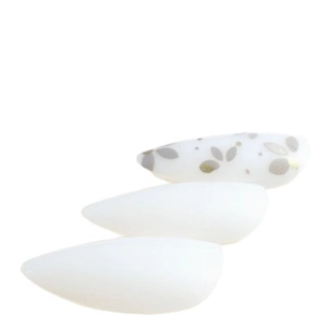 24pcs white floral stiletto press-on nails with almond leaf print art designs