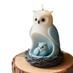 Moule en silicone 3D chouette et bébé pour bougies avec décors de thème de forêt