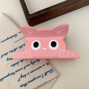 Graziosa pinza per capelli a gatto rosa in acetato liscio per lo styling delle ragazze