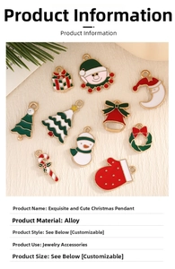 Macro view of ten assorted Christmas alloy pendants with festive red and green enamel details