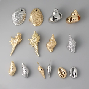 Detailed collection of 18k gold and silver sea shell pendants for DIY jewelry making