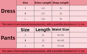 Detailed size chart for lace floral nightgown and panty set showing S, M, L dimensions
