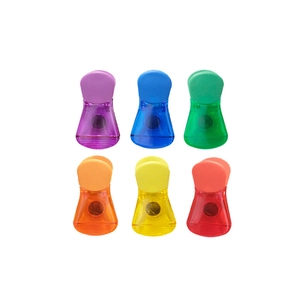 Set di sei clip di chiusura magnetiche colorate per alimenti in varie tonalità vivaci