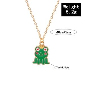 Joli collier grenouille verte avec couronne dorée, taille du pendentif 1,7 cm x 2,4 cm