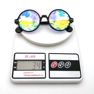 Lightweight kaleidoscope prism glasses weighing 34g with black round frames