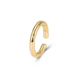 Minimalist gold-plated 925 sterling silver twisted spiral open ring with C-shaped design