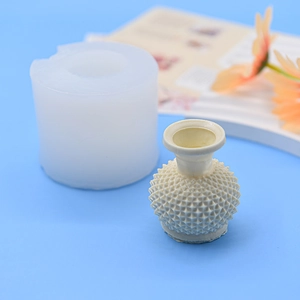 3D cylinder vase silicone mold with diamond texture for resin, gypsum and aromatherapy craft