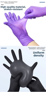 Close-up of durable nitrile gloves showing high elasticity and strong stretch resistance