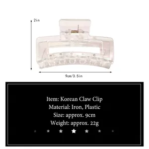 Iridescent translucent hair claw clip with 9cm length and cross-twist design for women