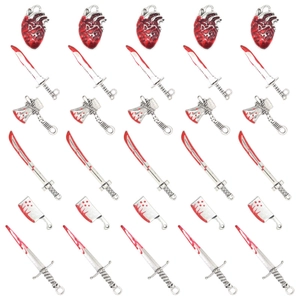 Gothic Alloy Bloody Sword Axe Heart Organ Drip Oil Enamel Charms DIY Jewelry Making Accessories Horror Halloween Style