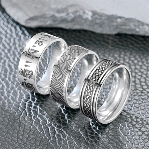 Anillos De Banda Punk Vintage Acero Inoxidable Titanio Geométrico Grabado Tallado Retro Ennegrecido Rock Joyas Para Hombres Unisex