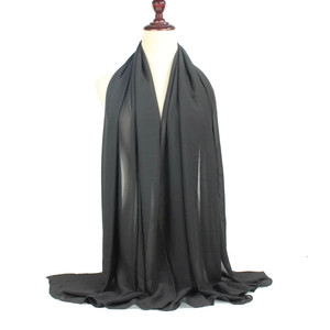 Classic black pearl chiffon bubble hijab for women featuring lightweight soft draped fabric