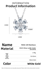 Detailed specifications of S925 silver six-petal flower necklace with purple zircon stones