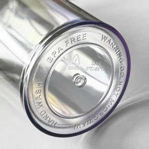 Close-up of BPA-free SAN material base with temperature range and washing instructions
