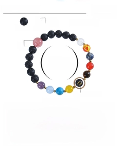 Detailed sizing chart and specifications for 8mm natural stone zodiac bead bracelet