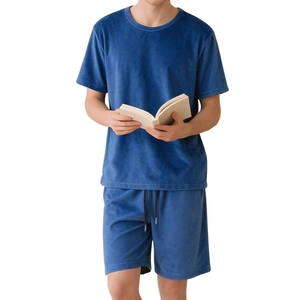 Men's blue short sleeve t-shirt and shorts lounge set in a soft comfortable fabric