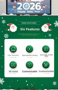 Detail showing 3D visual effect and double-sided color for Christmas window stickers