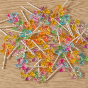 Colorful windmill resin lollipop charms for DIY jewelry making with metal rings