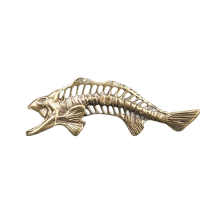 Vintage bronze fish bone alloy pendant with detailed industrial gothic skeleton design