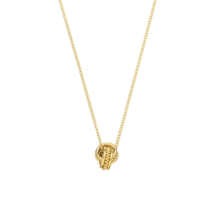 Elegant gold titanium steel necklace featuring an intricate interlaced knot pendant design