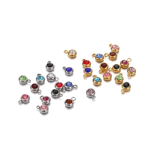 Assortiment de breloques pierre de naissance 6mm en métal doré et argenté pour bijoux