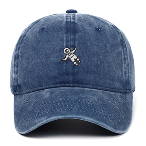 Baseball Cap Washed Cotton Astronaut Embroidered Adjustable Retro Distressed Sun Hat Unisex Casual Sporty Fashion