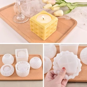 Polka dot cube candle silicone mold with geometric cylinder DIY resin storage box mold
