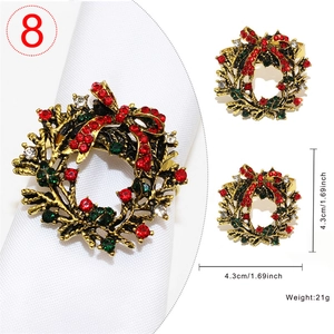 Macro view of Christmas wreath napkin ring with colorful rhinestones and 4.3cm diameter