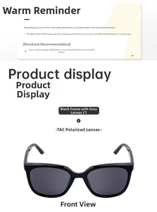 Front view of black square polarized sunglasses with TAC lenses for UV protection