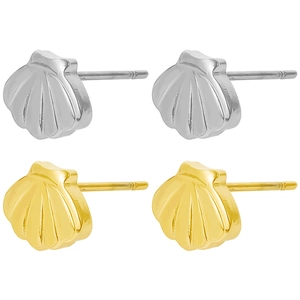 304 Stainless Steel Shell Stud Earrings For Women Irregular Scallop Design European Style Gold Silver Fashion Jewelry Daily Accessories