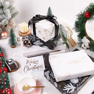 Christmas Gift Wrapping Paper White Kraft Paper Gilded Stars Pinecone Holiday Gift Wrap Elegant Luxury Decor Accessory