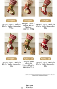 Detailed set of assorted Christmas stockings with Santa and reindeer plush 3D designs