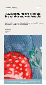 Detail of high-density nylon fabric with strawberry print featuring breathable texture