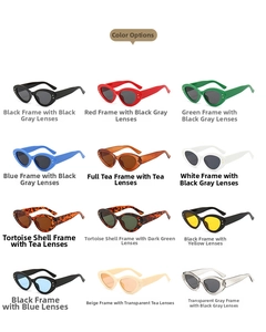 Detailed grid display of 12 stylish cat-eye sunglasses in various frame colors