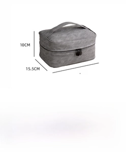 Grey nubuck texture makeup bag with large capacity and dimensions of 23x15.5x10cm