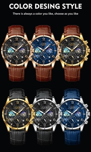 Collezione di orologi al quarzo LIGE da uomo con quadranti stellati e cinturini in pelle