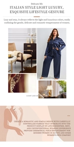 Elegant navy satin pajama set with long sleeves and white piping in a premium layout