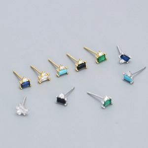 Rechteckige Zirkonia Stecker Mit 925 Sterling Silber Ohrstecker Geometrischer Minimalistischer Schmuck Damen