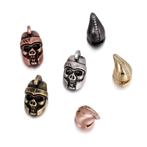 Copper Skull Knight Claw Pendant 18K Gold Plated Cubic Zirconia DIY Jewelry Making Beads Men Vintage Style Accessories