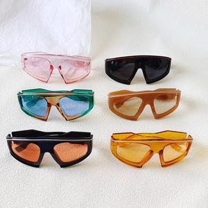 Trendy oversized shield sunglasses in six colorful gradient options for fashion-forward women