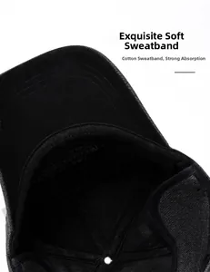 Close-up of cotton sweatband and premium stitching inside the winter baseball cap