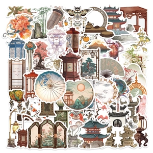Decorative Stickers Chinese Traditional Style PVC Matte Waterproof Retro Aesthetic For Journaling Scrapbooking Laptop Phone Case