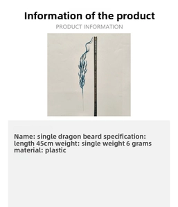 Detail view of 45cm blue glitter dragon mustache branch with measurement and dimensions