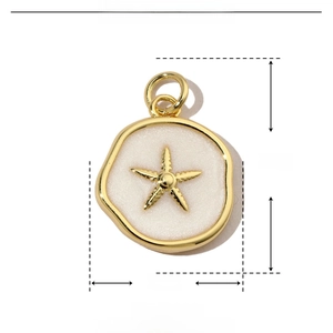 Detailed specs of starfish pendant in copper and white enamel for DIY jewelry making