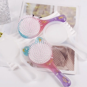 Brosse à cheveux Scorpion dégradé à paillettes avec feuille d'or et son support