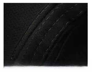 Macro shot of the widened sweatband with breathable mesh on the winter warm flat cap