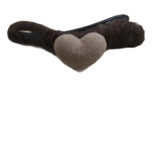 Brown plush acrylic heart hair clip for women with soft faux fur texture hair accessory